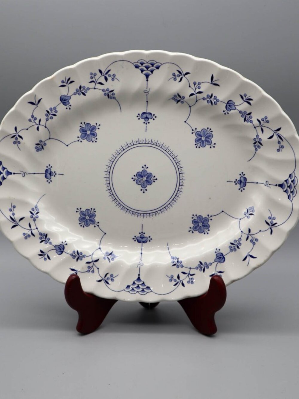 Vintage Myott Staffordshire Finlandia Oval Serving Platter 12 1/2" Delft Cottage